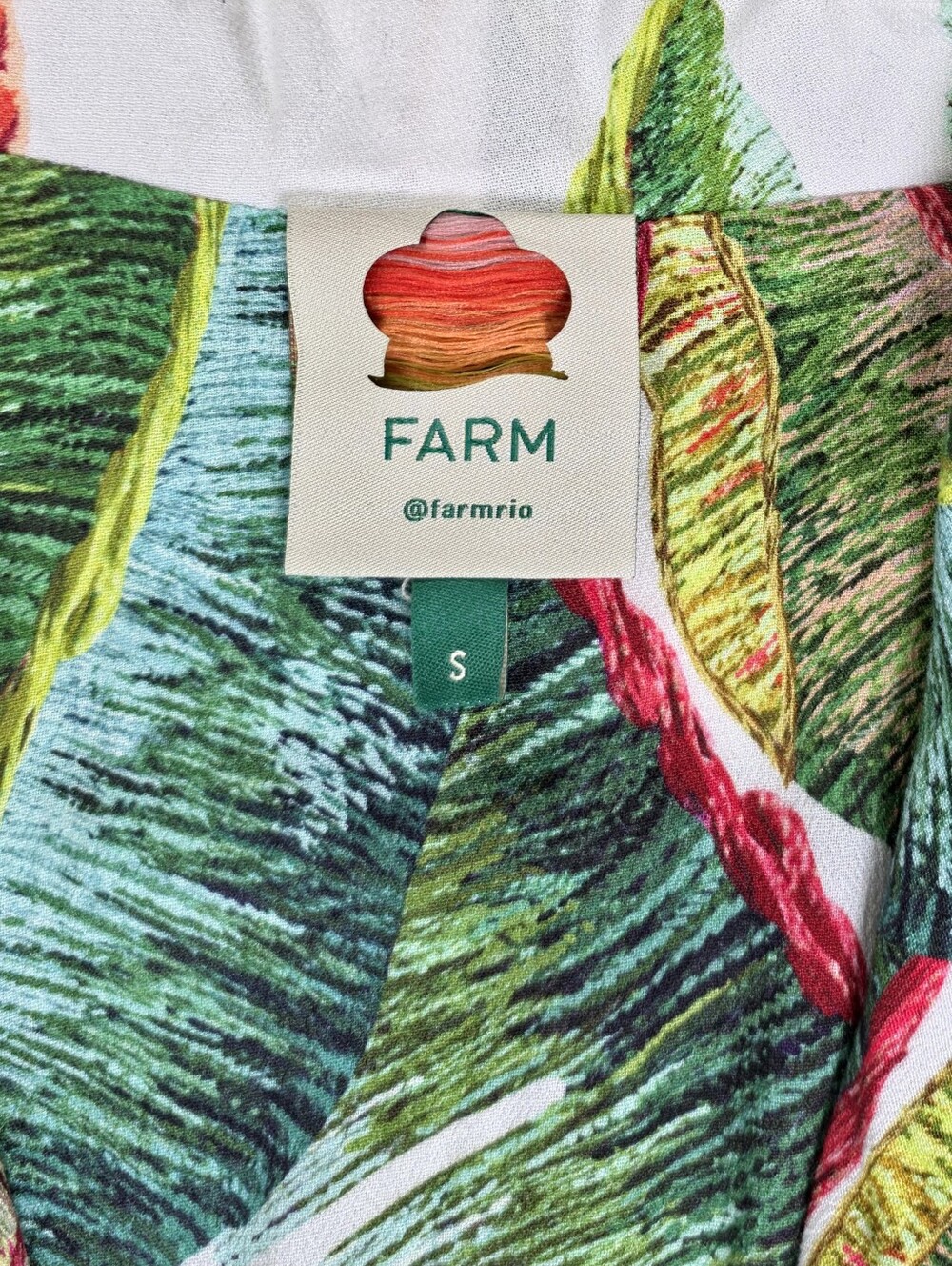 FARM Rio Pineapple Tropical Maxi Dress Womens S White Green Long Sleeve V Neck - Picture 10 of 12